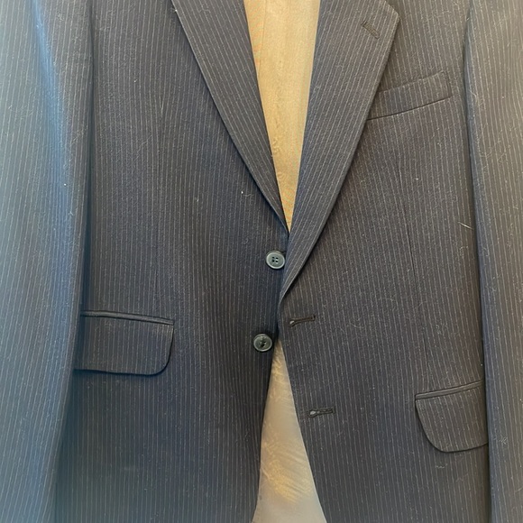 Vintage Wool Navy Pinstripe Blazer - Picture 2 of 4